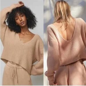 Lunya Women's V-Neck Sweater in Tan